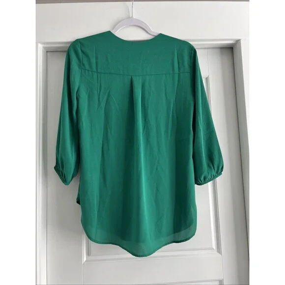 PLEIONE Women's Solid Kelly Green Mid Sleeve Blouse Size Small NWT - Picture 5 of 5
